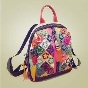 Leather multicolor backpack
